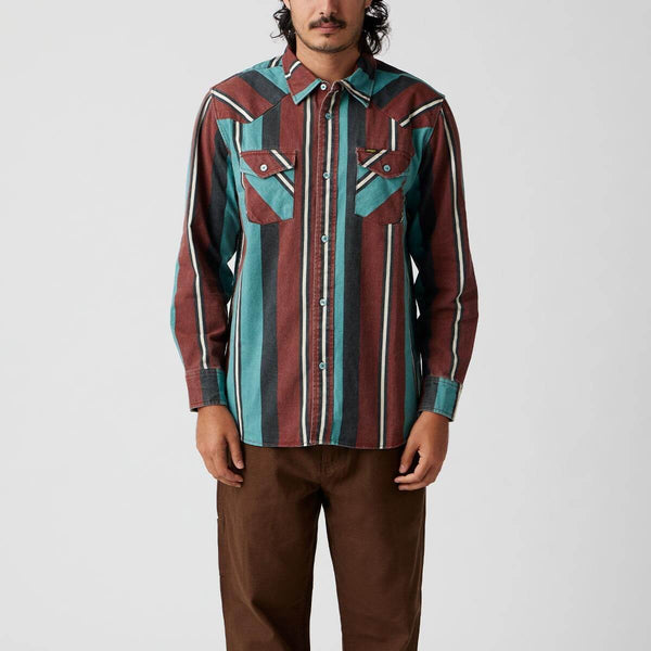 Seager Amarillo Long Sleeve Shirt Turquoise Stripe