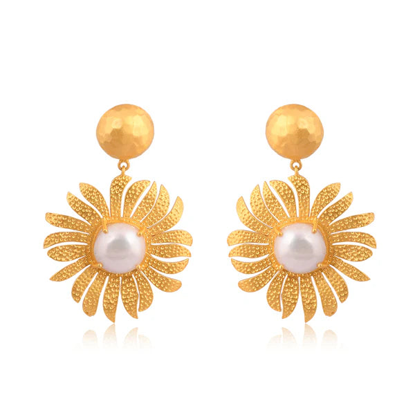 CHRISTINA GREENE Anemone's Charm Drop Earrings - Pearl