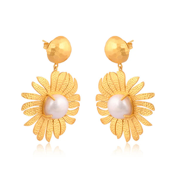 CHRISTINA GREENE Anemone's Charm Drop Earrings - Pearl