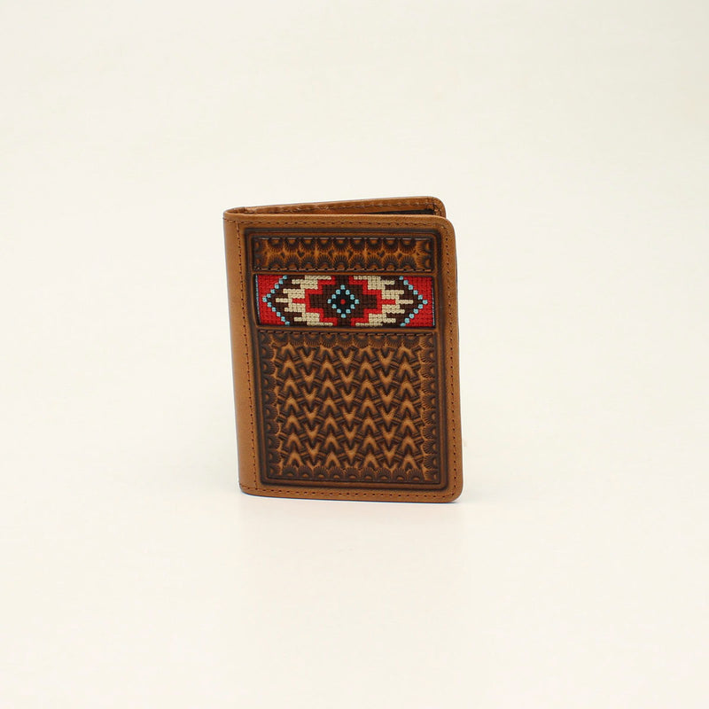 Aztec leather wallet in a bifold