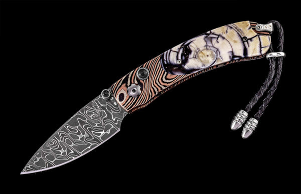 William Henry Lavish Pocketknife With Mokume Gane And Fossil Woolly Mammoth Tusk Knife