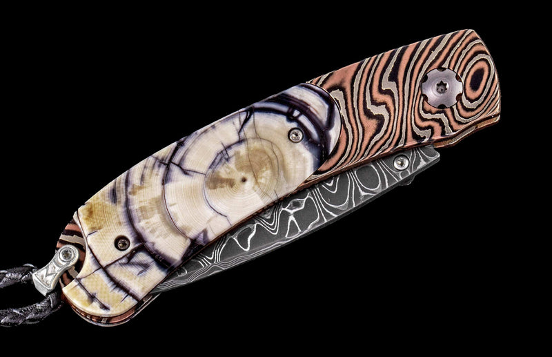 William Henry Lavish Pocketknife With Mokume Gane And Fossil Woolly Mammoth Tusk Knife
