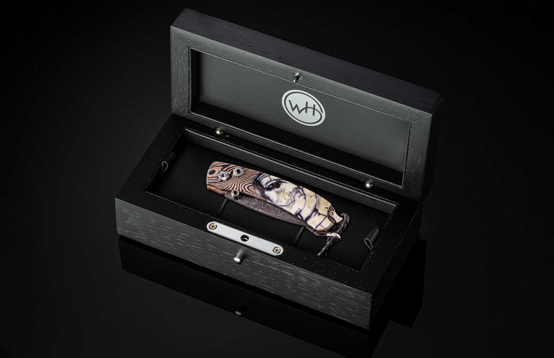 William Henry Lavish Pocketknife With Mokume Gane And Fossil Woolly Mammoth Tusk Knife