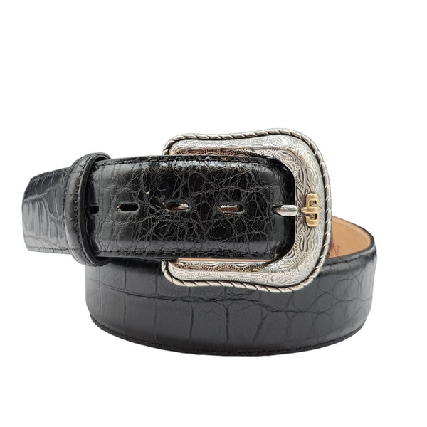 Betsey Johnson Black Croc Embossed Leather Belt, SM 24378988_54656448_600.jpg main image 2