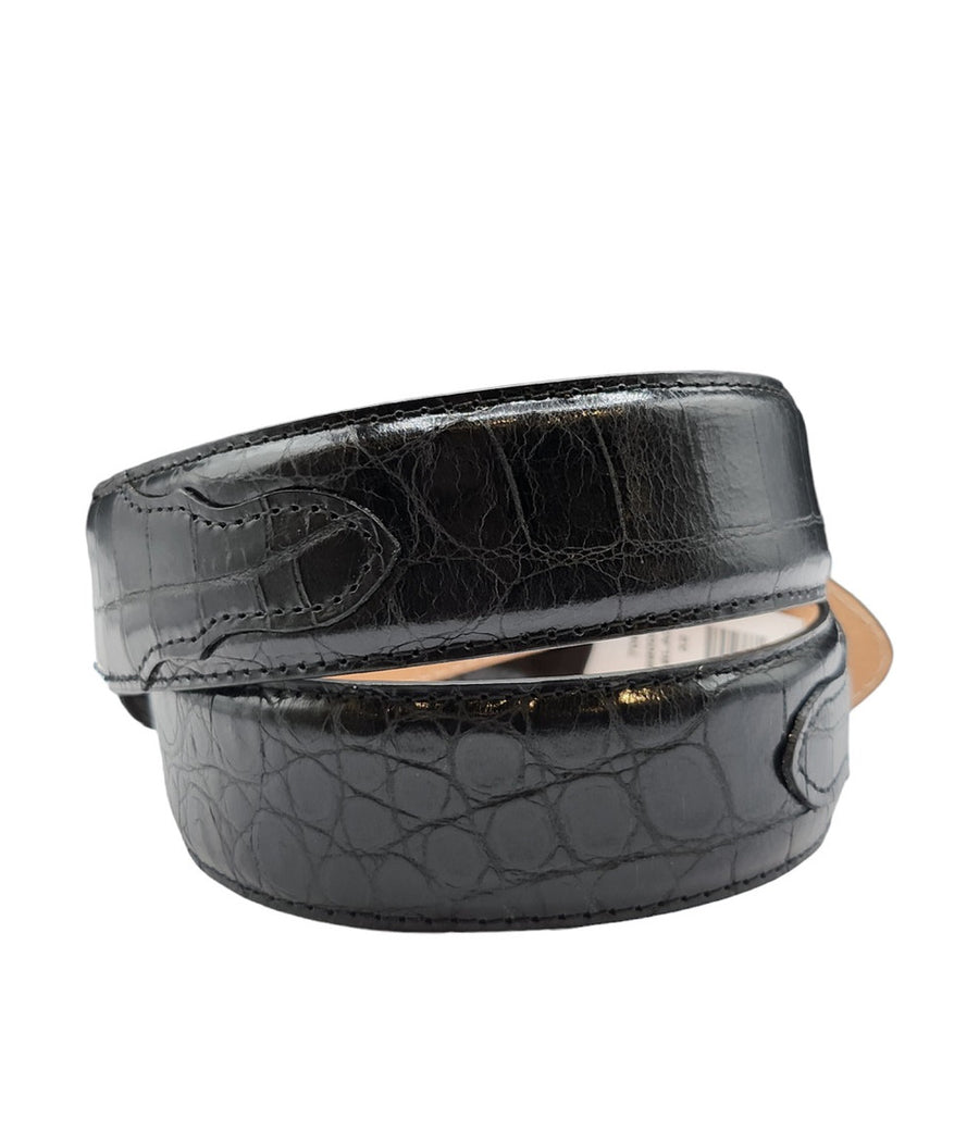 小物 Auralee EMBOSSED BLACK COW LEATHER BELT Black Belt in Italian Cow Leather | SUITSUPPLY