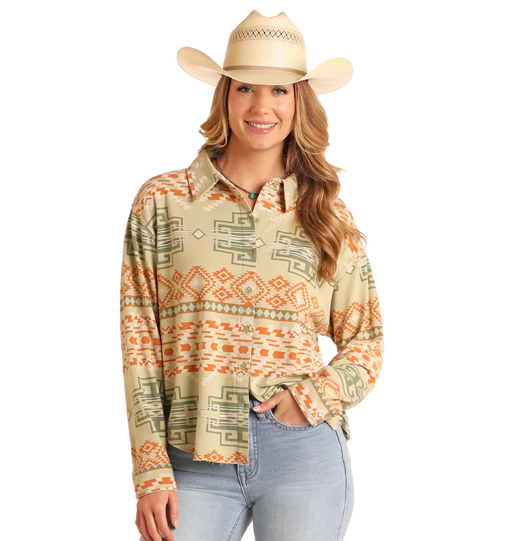 Rock and Roll Denim Aztec Knit Overshirt