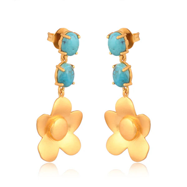 CHRISTINA GREENE BEACHSIDE BLOOM DROP EARRINGS - TURQUOISE