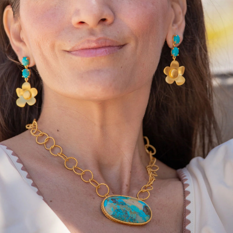 CHRISTINA GREENE BEACHSIDE BLOOM DROP EARRINGS - TURQUOISE