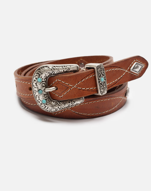 Nudie Jeans Co. Western Embellished Belt Toffee Brown