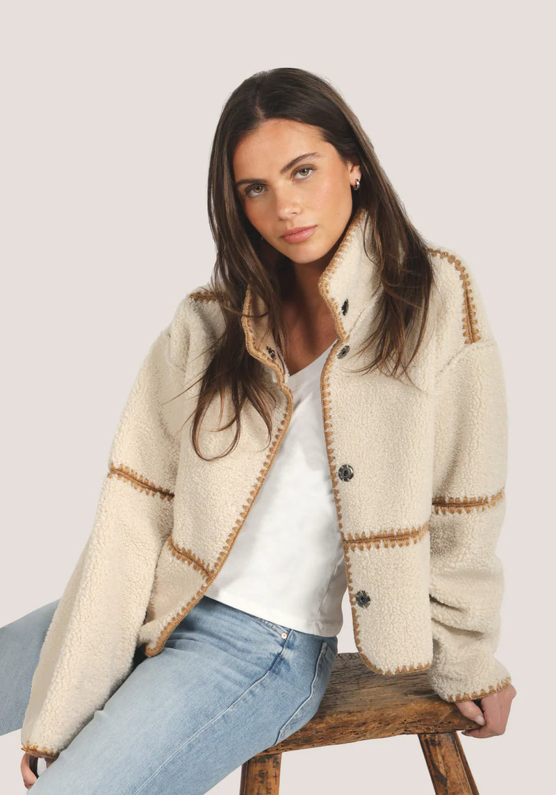 Dylan Casey Stitch Suede and Sherpa Reversible Jacket 