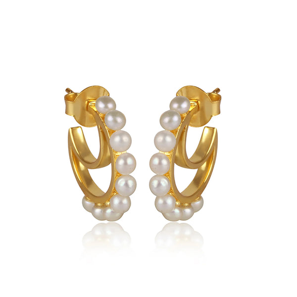 Christina Greene Luna Hoop Earrings - Pearl