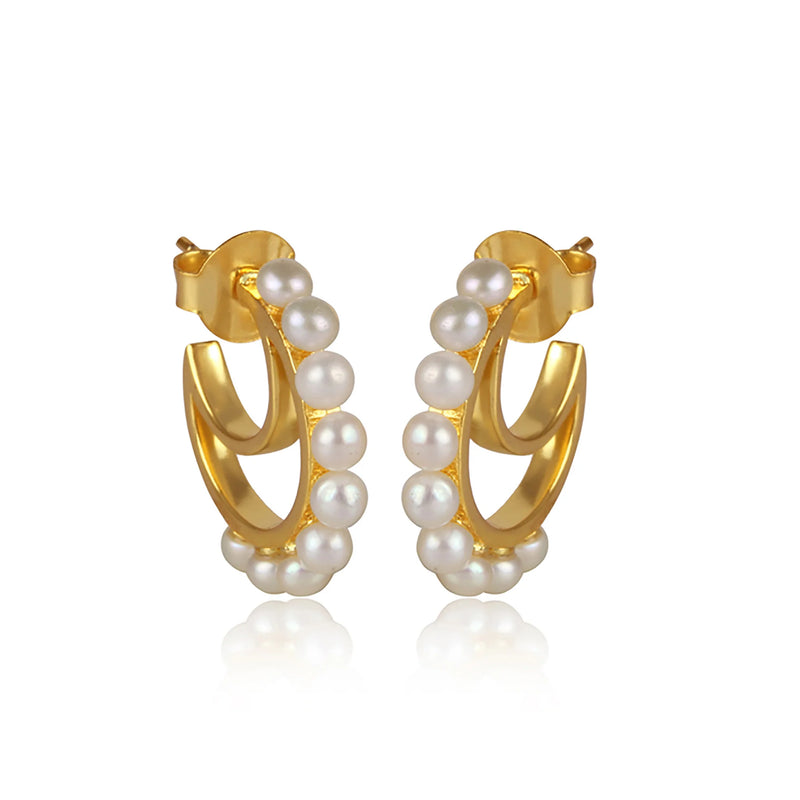 Christina Greene Luna Hoop Earrings - Pearl