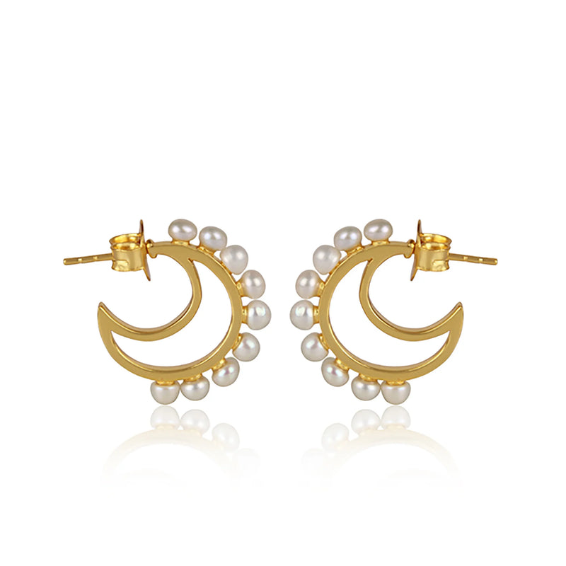 Christina Greene Luna Hoop Earrings - Pearl