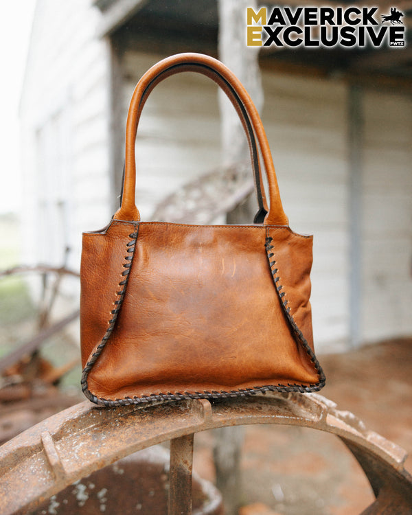 Maverick Exclusive Bison Cognac Brass Handbag 