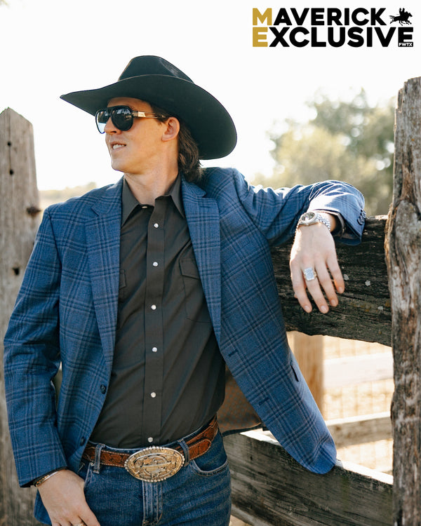 Maverick Exclusive Blue Brown Window Sport Coat