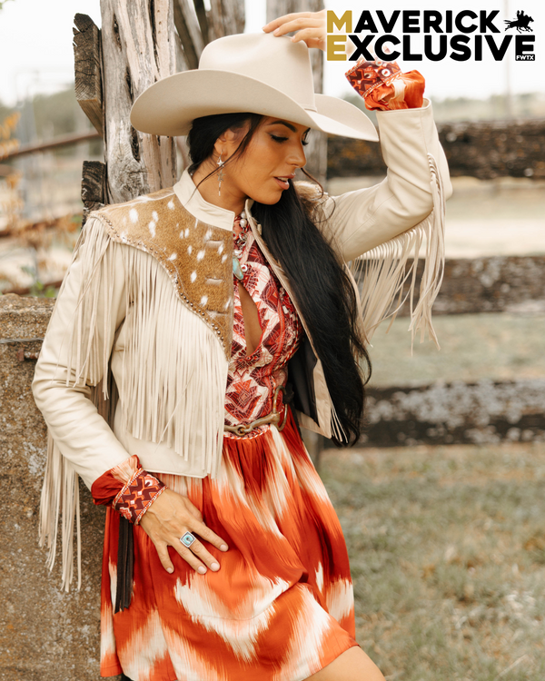 Maverick Exclusive Palamino Axis Deer With Fringe Jacket
