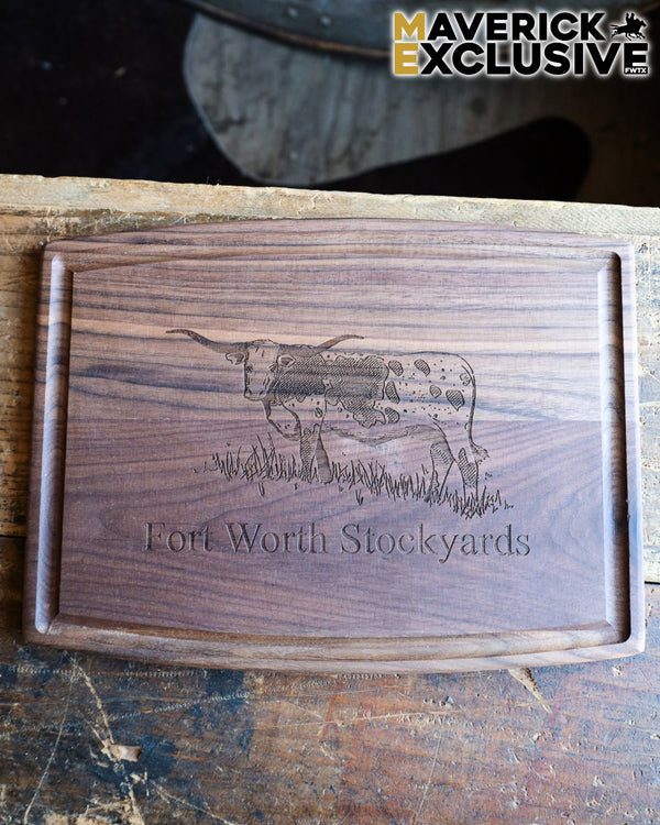 Fort Worth Stockyards Longhorn 12X9 Walnut Board