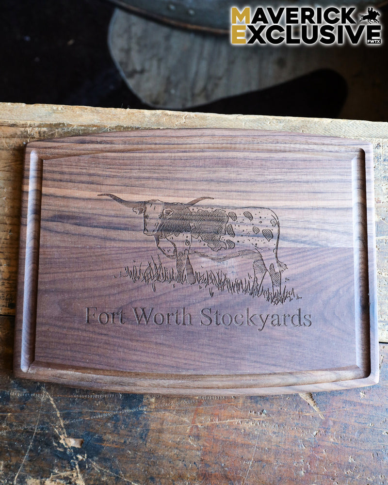 Fort Worth Stockyards Longhorn 12X9 Walnut Board