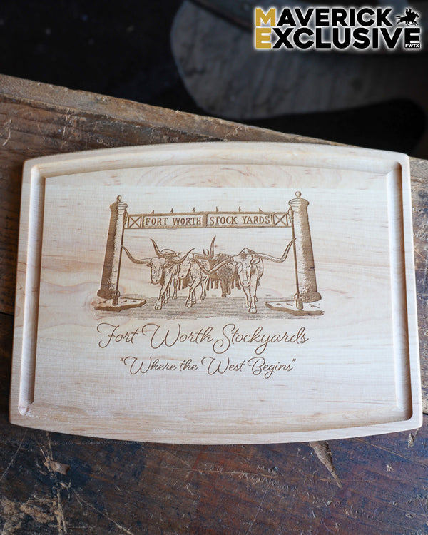 Fort Worth Stockyards Where The West Begins 12X9 Maple Board 