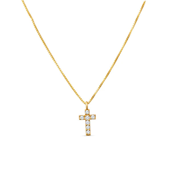 CHRISTINA GREENE 14K Dainty Diamond Cross Necklace