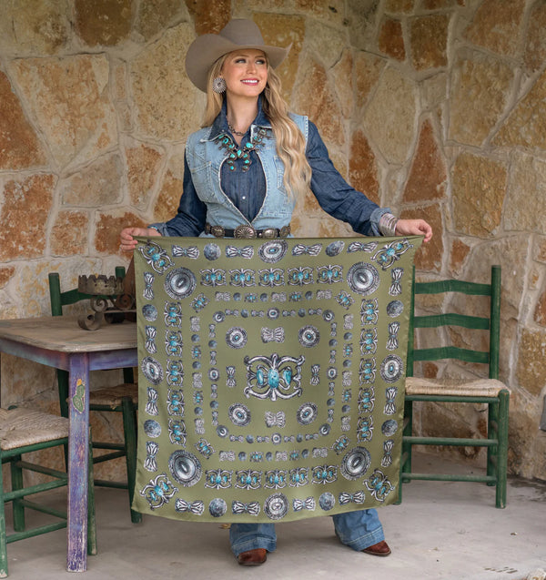 Turqs And Conchos Long And Tall Sage Scarf