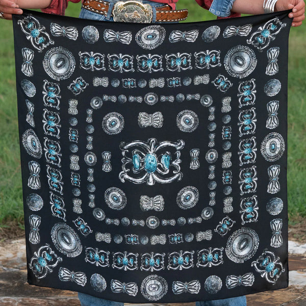 Turqs And Conchos Long And Tall Black Scarf 
