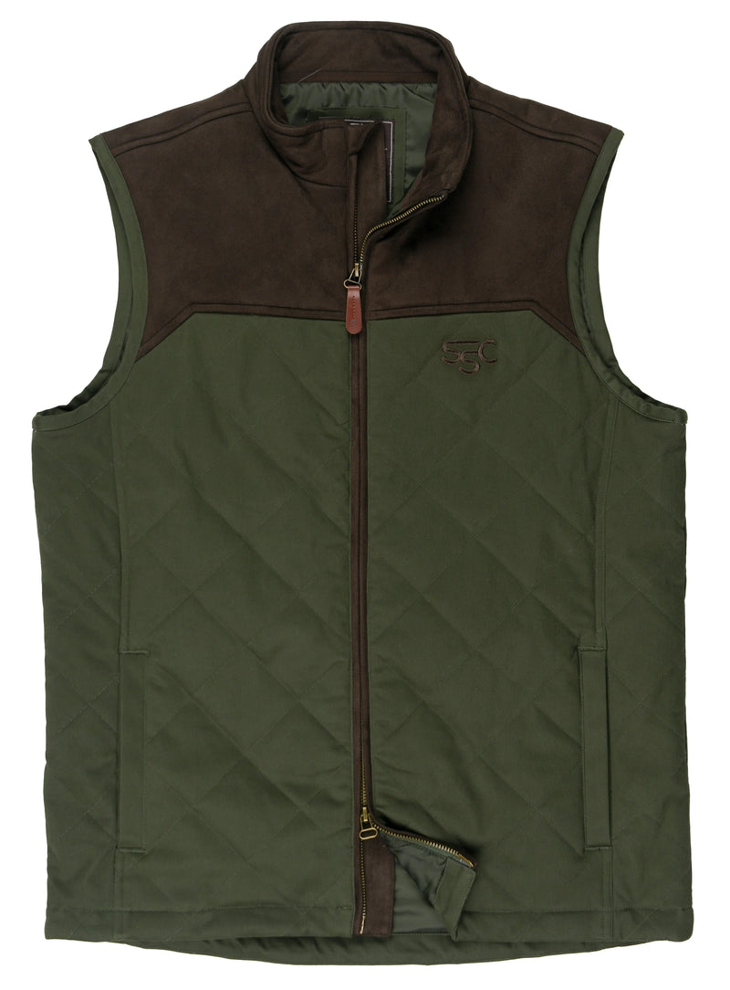 Stockyard Supply Co. "Rodeo King" Vest - Dark Olive / Chocolate