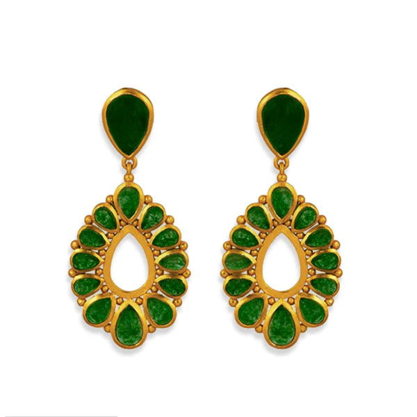 CHRISTINA GREENE DESERT RAIN DROP EARRINGS - GREEN STRAWBERRY QUARTZ