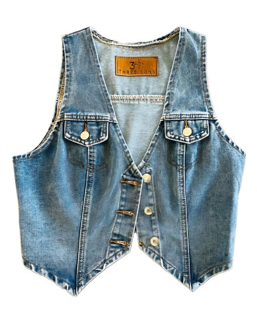 THREE SONS NEUTRAL DENIM VEST 