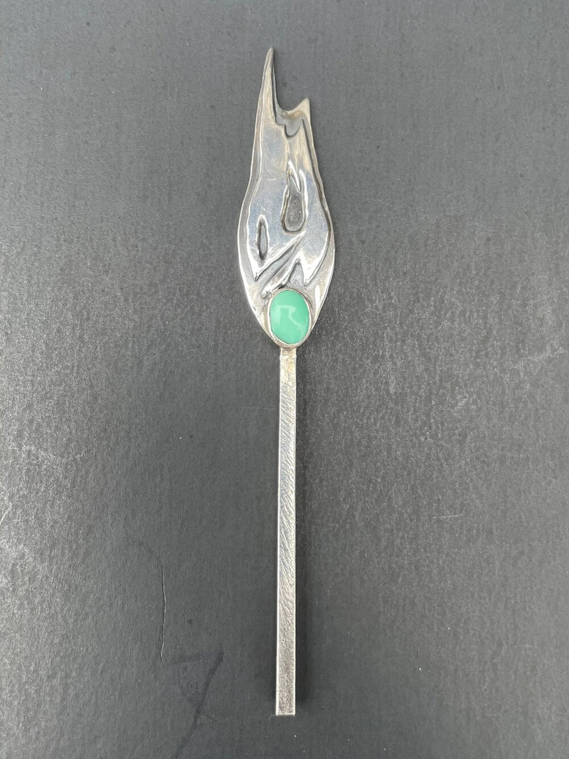 HALLETT PEAK STERLING SILVER AND TURQUOISE MATCHSTICK