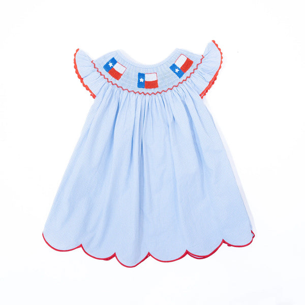 BOOTS & BOWS SMOCKING CO. Girls Texas Flag Dress