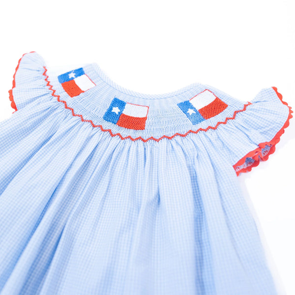 BOOTS & BOWS SMOCKING CO. Girls Texas Flag Dress