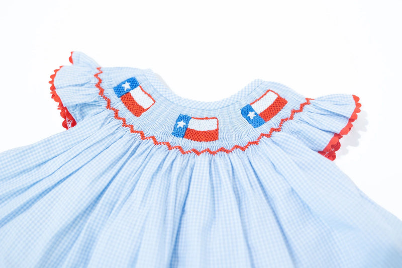 BOOTS & BOWS SMOCKING CO. GIRLS TX FLAG DIAPER SET