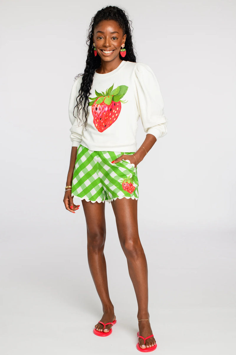 Elizabeth James Jasmine Top in Strawberry Appliqué