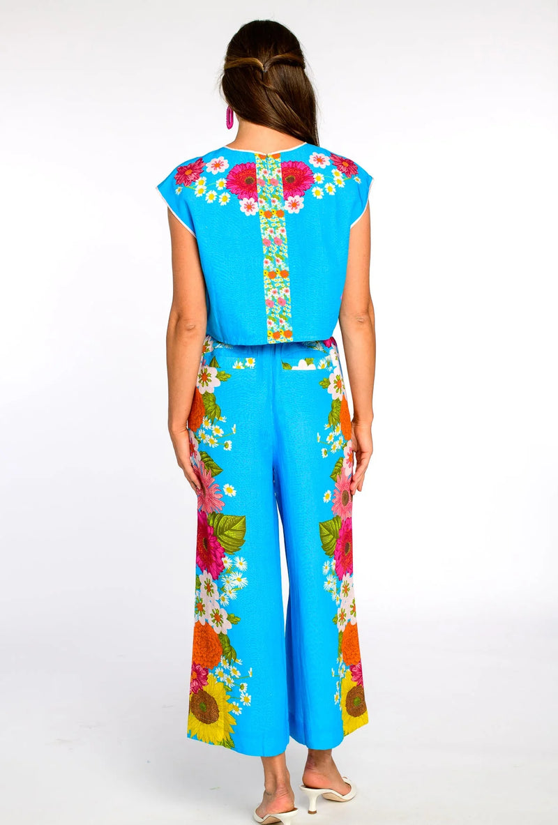 Elizabeth James Presley Pants in Wildflower Aqua