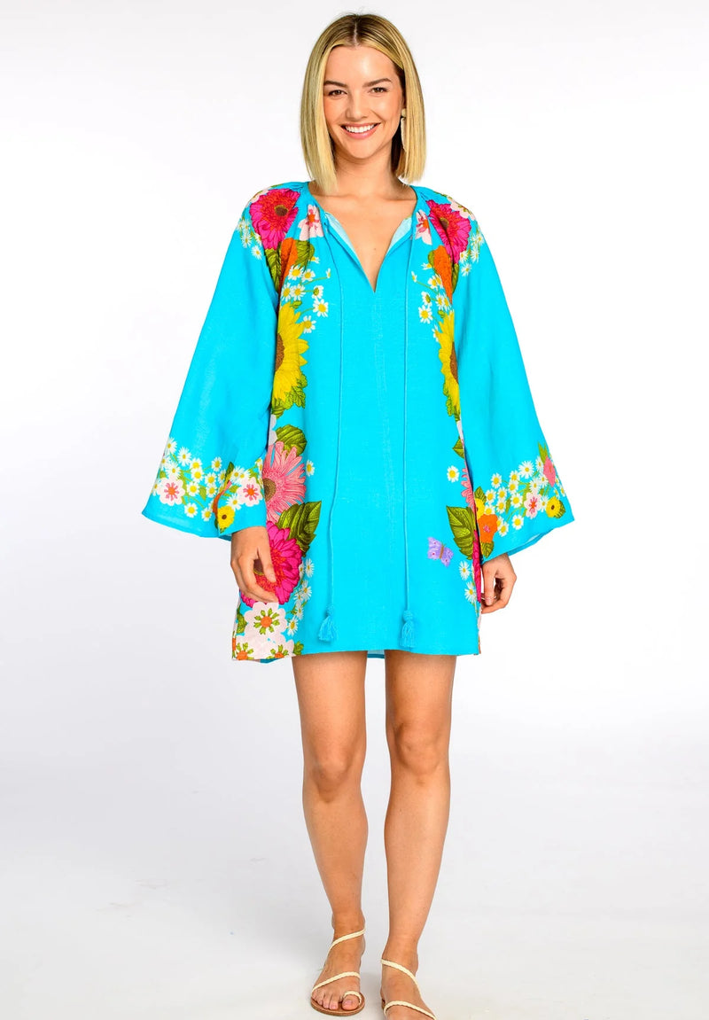 Elizabeth James Chelsea Dress in Wildflower Aqua