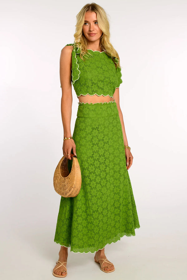 Elizabeth James Frannie Skirt in Kelp Forest Eyelet