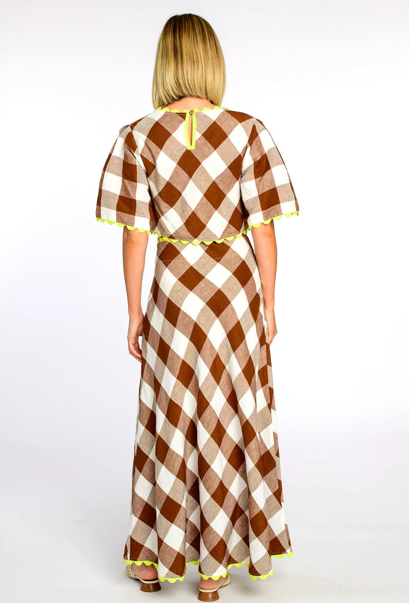 Elizabeth James Paloma Top in Brown Gingham