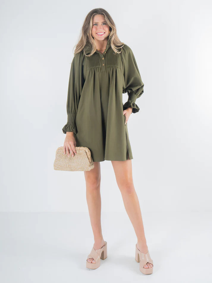 EMILY MCCARTHY Charlotte Dress - Olive Night