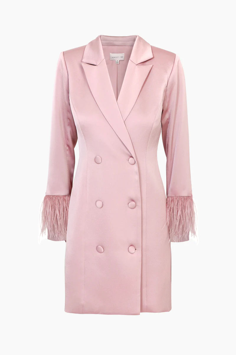 ADELYN RAE BIANCA FEATHER BLAZER DRESS