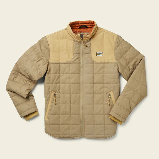 TAN PUFFER JACKET WITH TWO ZIPPER SIDE POCKET ENTRIES