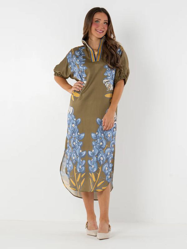 Emily McCarthy Caftan Poppy Bluebonnet Dress