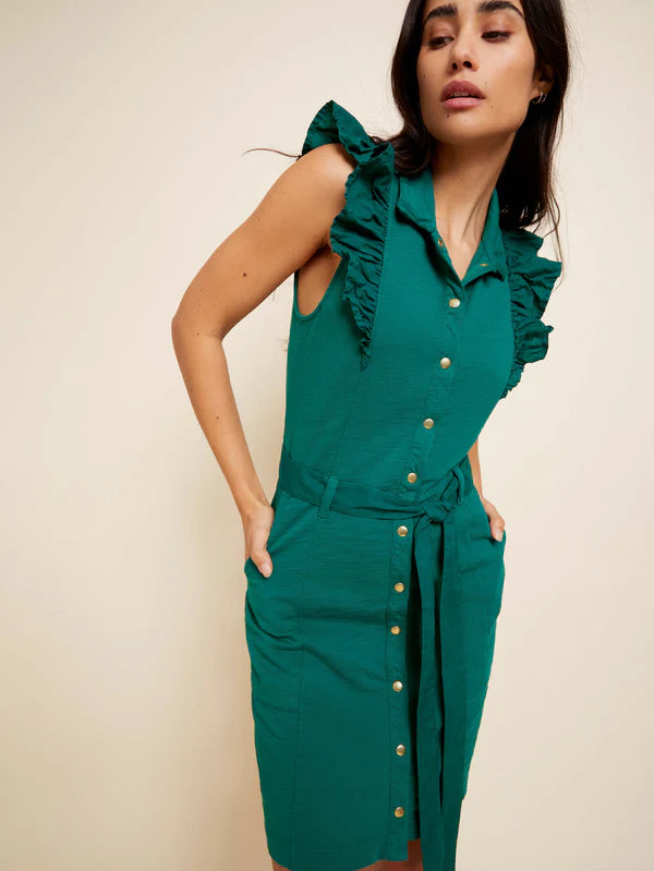 NATION FENNIX RUFFLED COLLAR DRESS