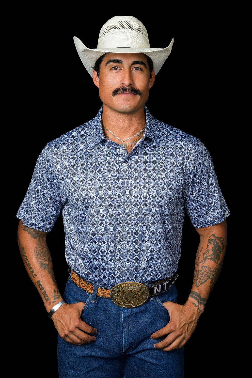 Connor Ferrell Ferrell The Connor in Blue Polo – Maverick Fine Western Wear