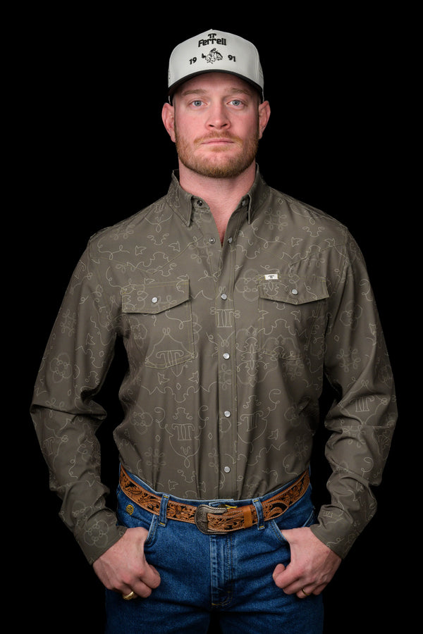 Ferrell The Carson in Green - Long Sleeve Snap Shirt