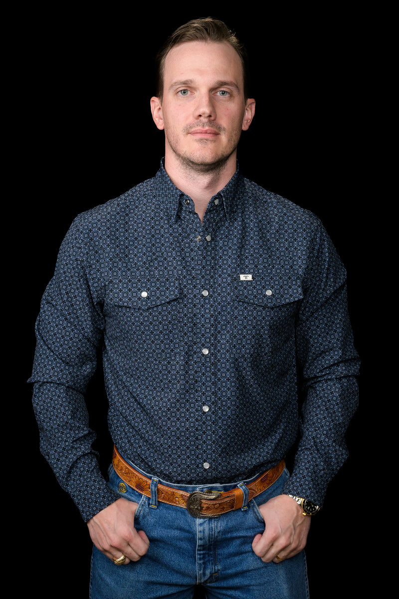 Ferrell The Silas in Black- Long Sleeve Snap Shirt