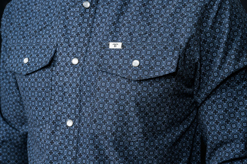 Ferrell The Silas in Black- Long Sleeve Snap Shirt