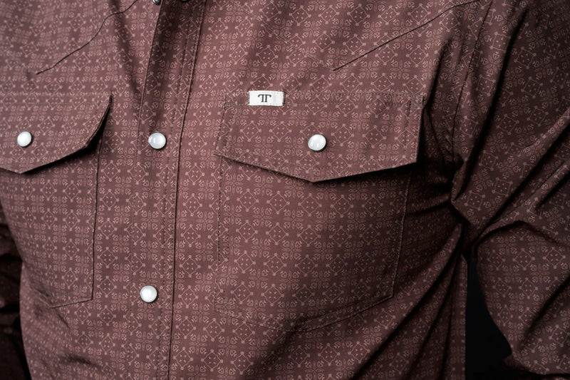 Ferrell The Collin in Brown- Long Sleeve Snap Shirt