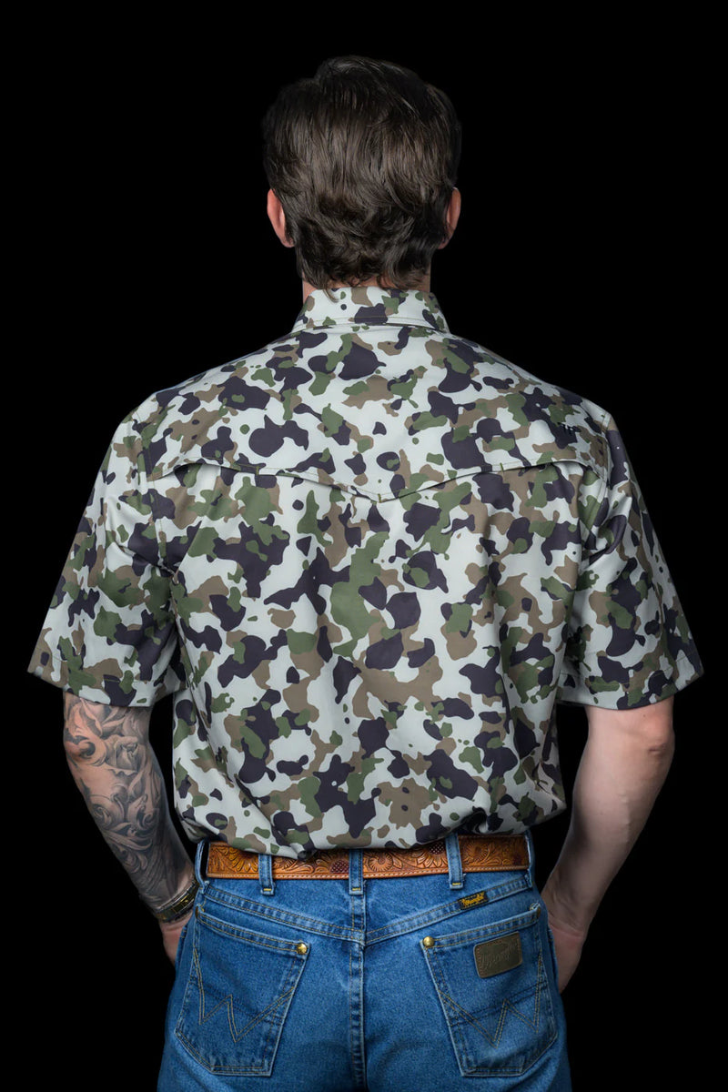 Ferrell Brand Camo Print Short Sleeve Snap Shirt 