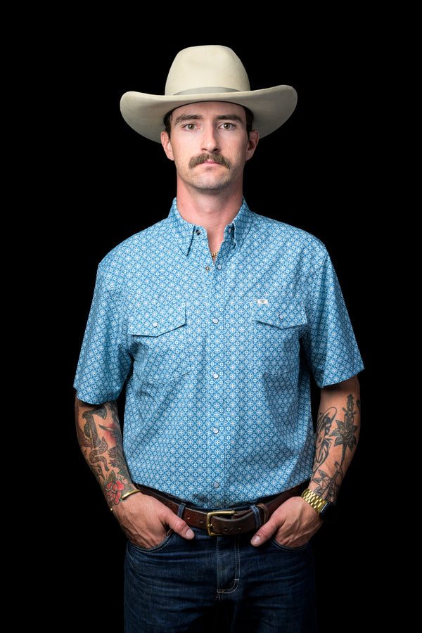 Ferrell Diamond Print Short Sleeve Snap Shirt